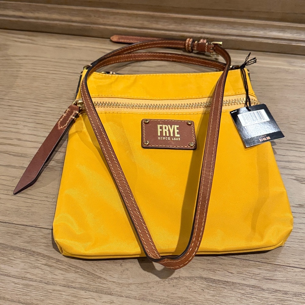 Frye Mustard Yellow Crossbody with Brown Accents